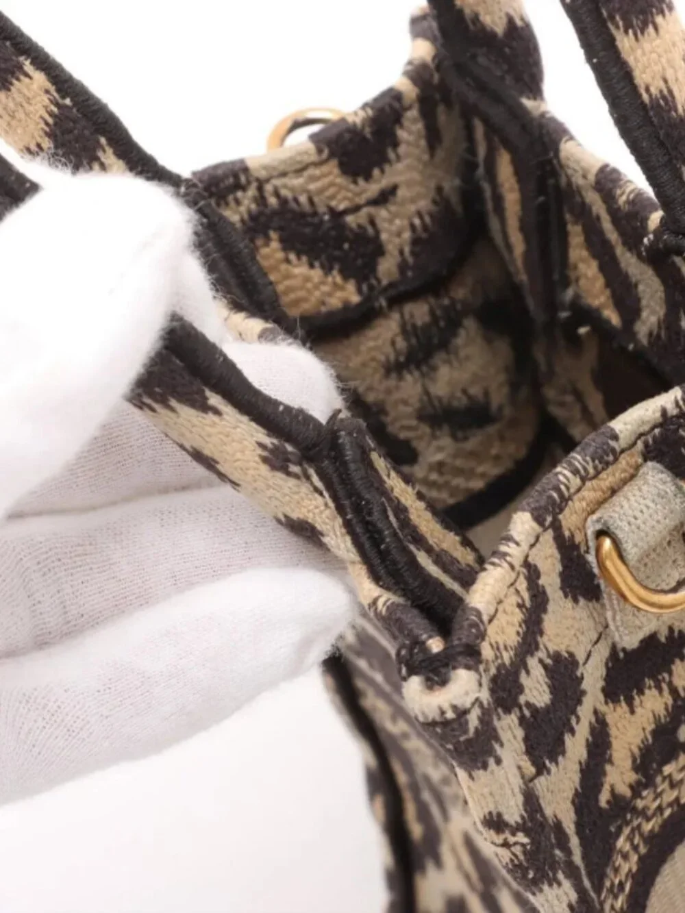 Christian Dior Leopard Vertical Book Tote Canvas Two-Way Handbag - Picture 12 of 12